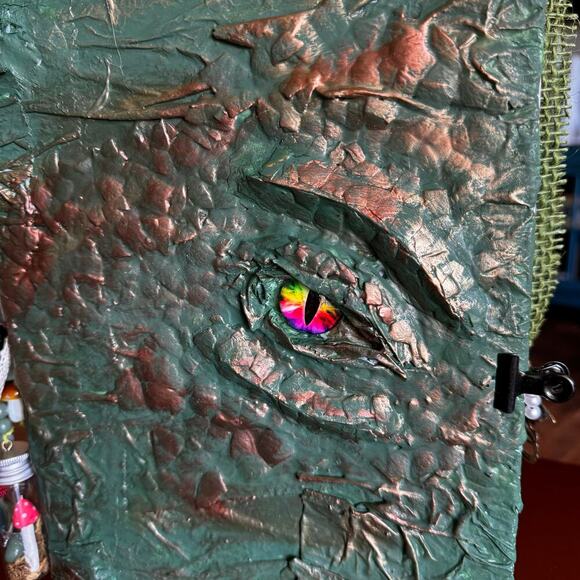 Handmade Dragon Junk Journal, Scrapbook With Tea Dyed Paper - Picture 3 of 9